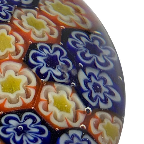 VTG Hand-crafted By Silvestri Millefiori Art Glass Paperweight FLAW 3" Diameter - Picture 7 of 9